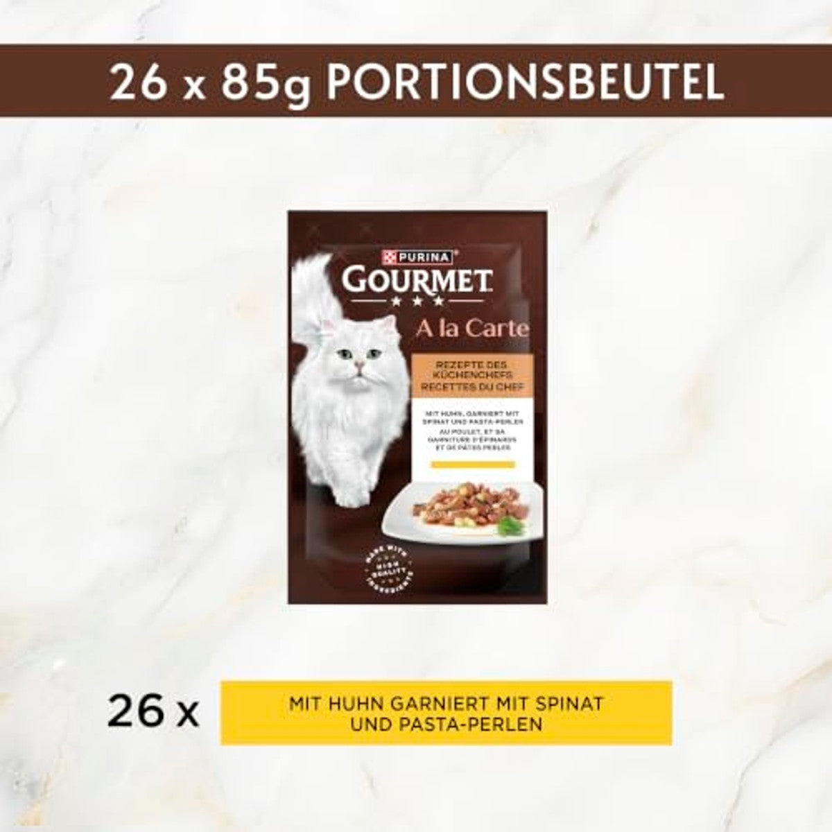 Gourmet A la Carte natvoer kattenvoer kip, spinazie & pasta 26 x 85 g - 3-pack