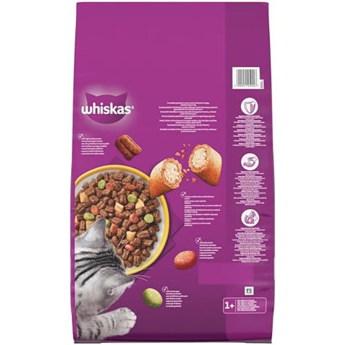 Whiskas 1+ droogvoer kat kip 7 kg - 3-pack