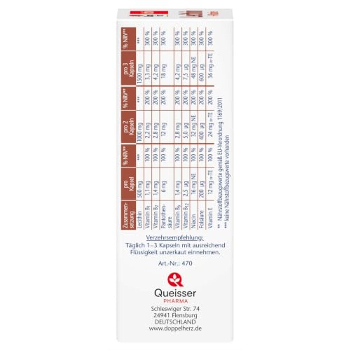 Doppelherz Lecithine Voedingssupplement met Vitamine B1, B2 en B6 40 Capsules - 6-pack