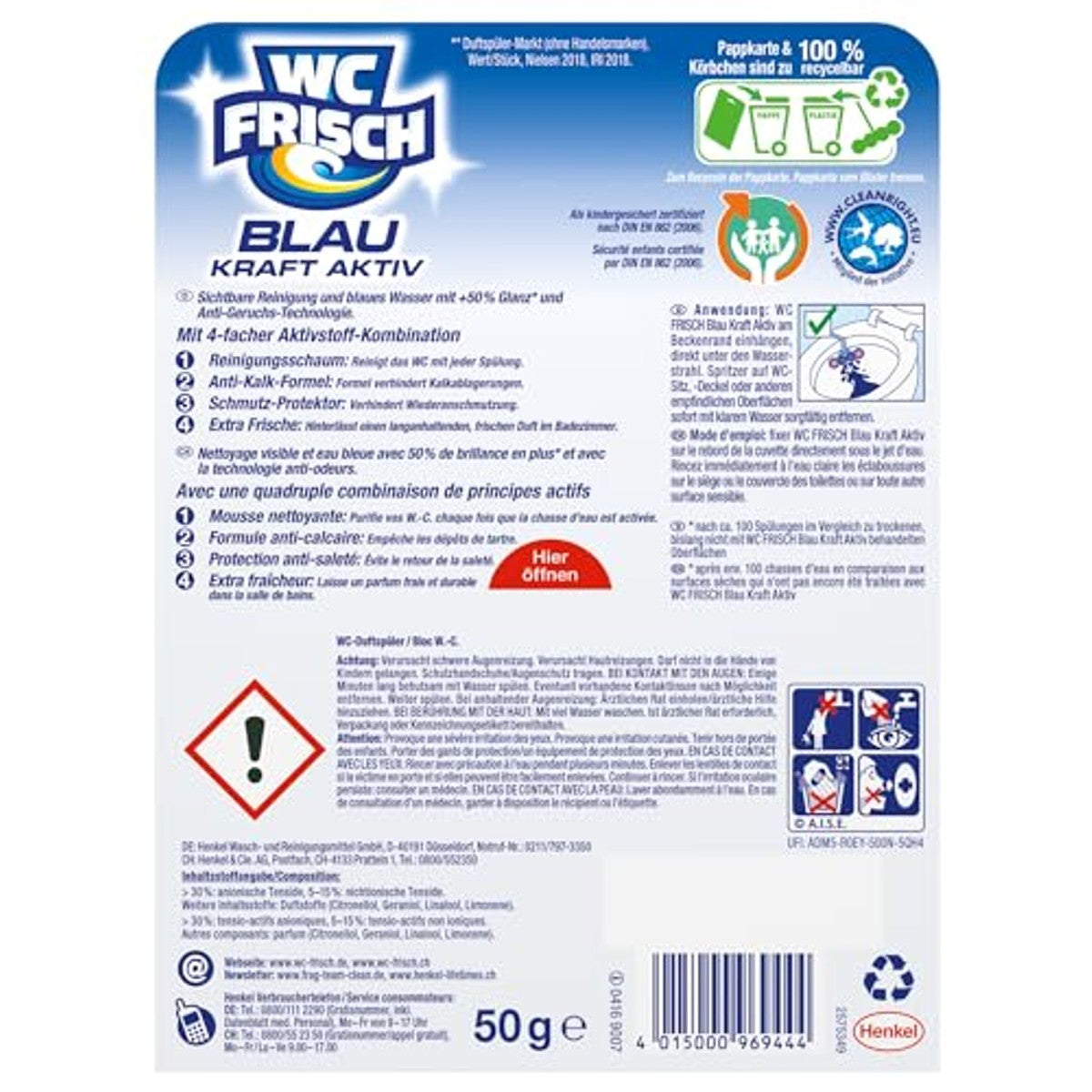 WC-Frisch Kraft Aktiv Blauwspüler Bloesem 6 x 10 stuks - Voordeelverpakking