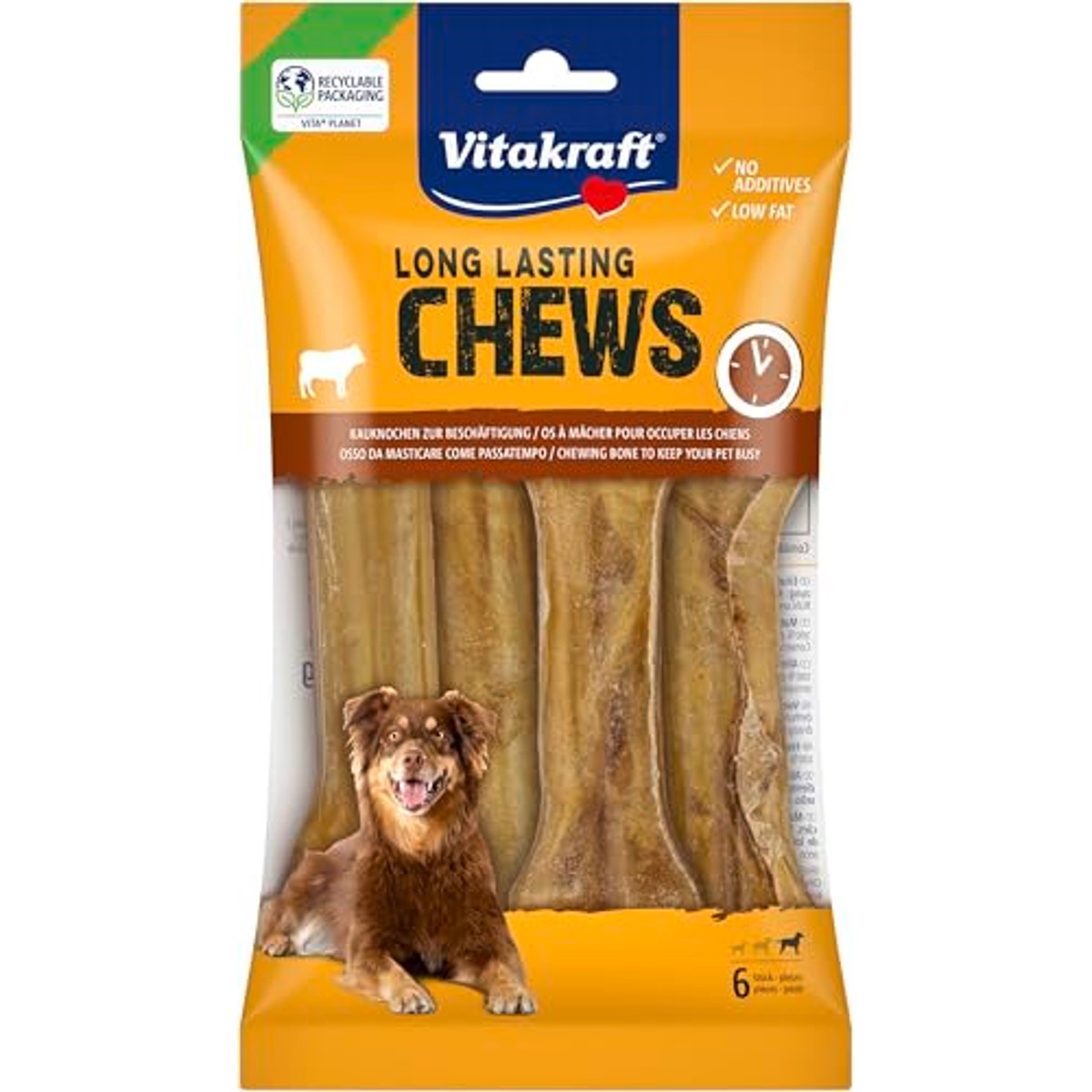 Vitakraft Long Lasting Chews Hondenkauwbotten van Runderhuid (5 x 360 g) - 3-pack
