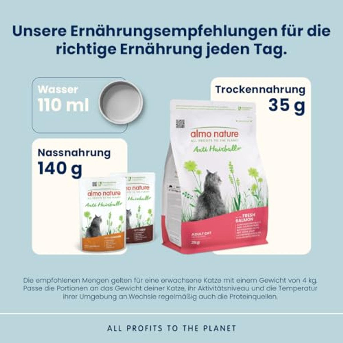 Almo Nature Anti-hairball - droogvoer voor katten met verse zalm, met plantaardige vezelstofmix ter voorkoming van haarballen, zak van 2 kg – almo nature