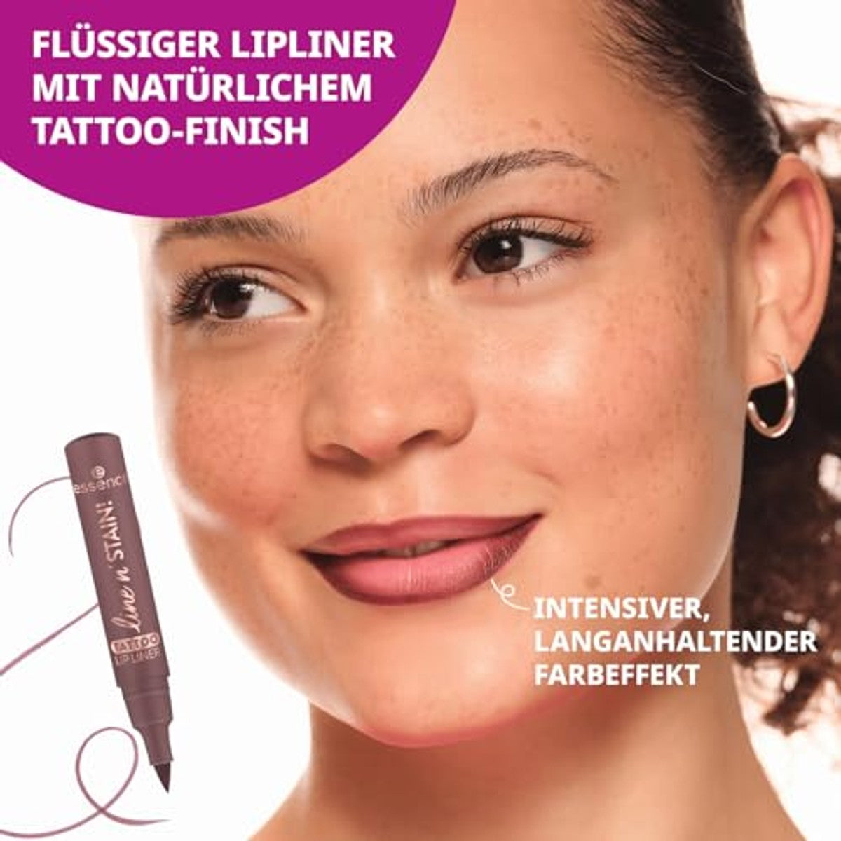 essence line n' STAIN! Tattoo Lip Liner 03 Make A Mauve, vloeibare lipliner | Sterk gepigmenteerd en langdurig, natuurlijke tattoo-afwerking, veganistische cosmetica zonder parfum, 2,5 ml – Essence Cosmetics