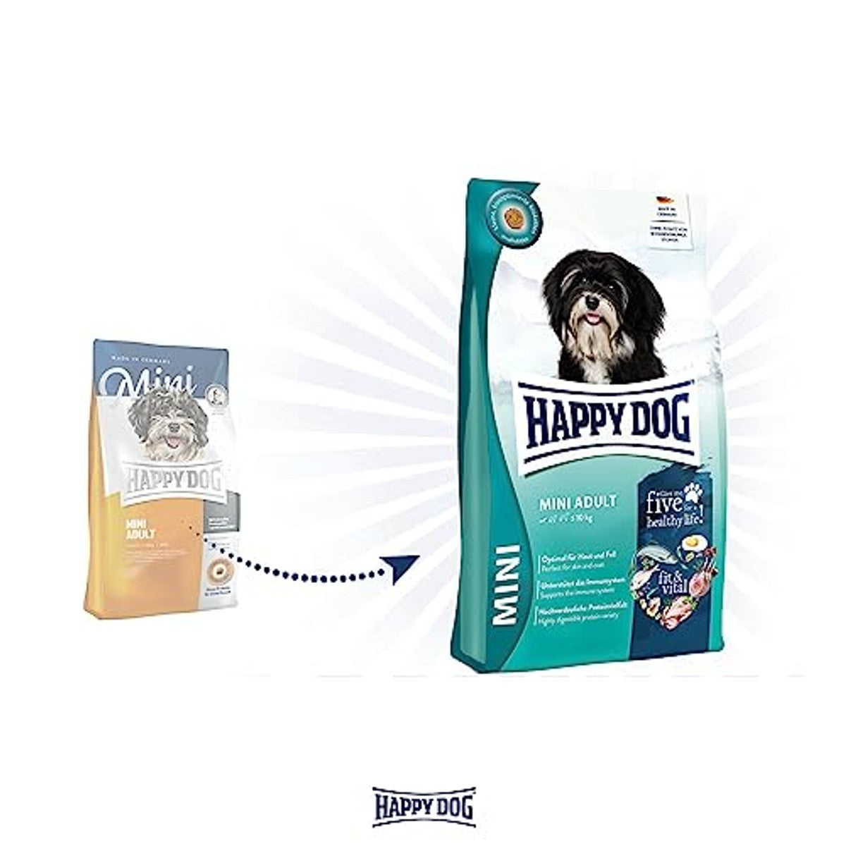Happy Dog fit & vital Mini Adult droogvoer hond 300 g - 3-pack