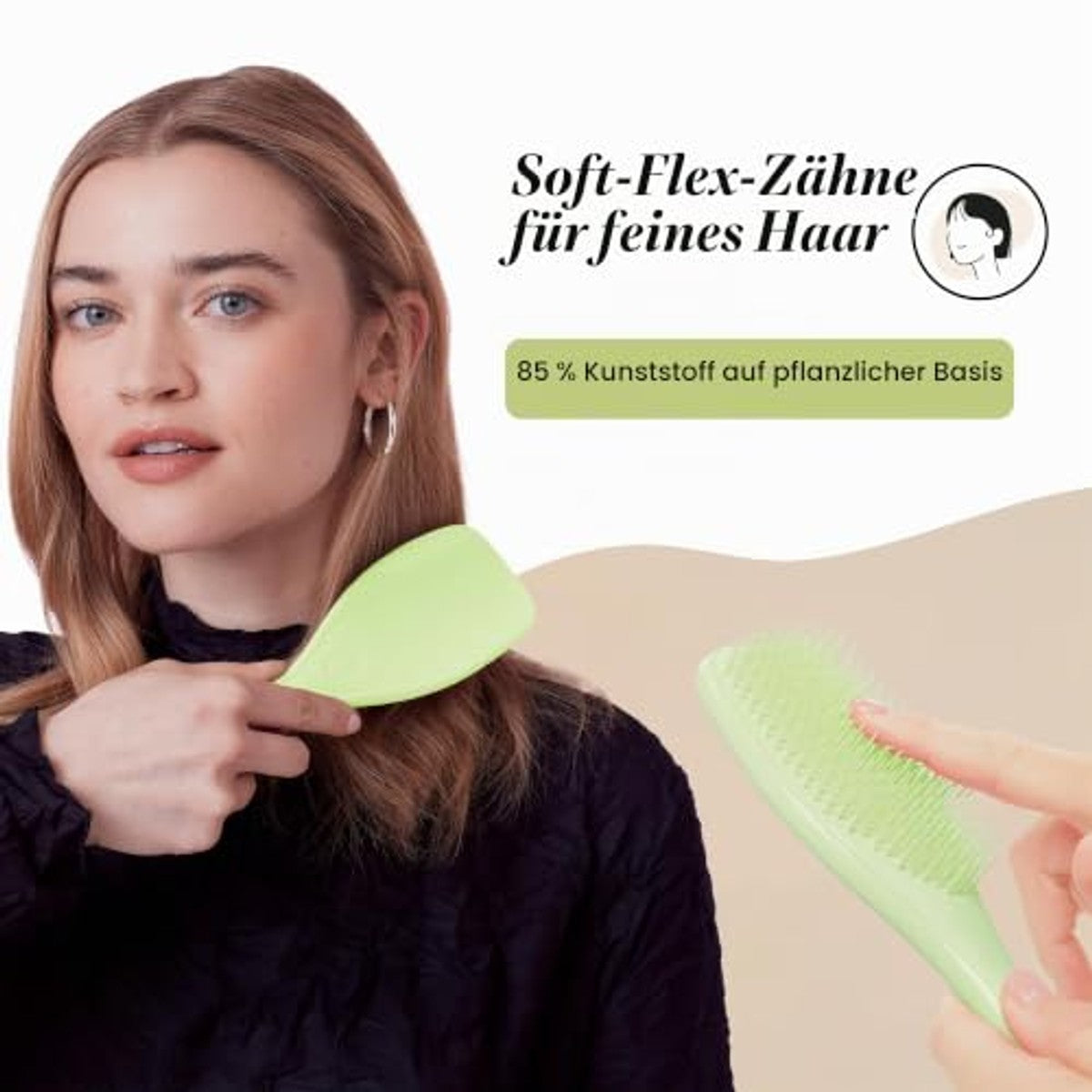 Tangle Teezer Ultimate Detangler op plantaardige basis, ontwarrende borstel voor gekleurd en fijn haar, flexibele tweetraps borstelharen verminderen haarbreuk, zacht voor gevoelig haar, koele matcha – Tangle Teezer