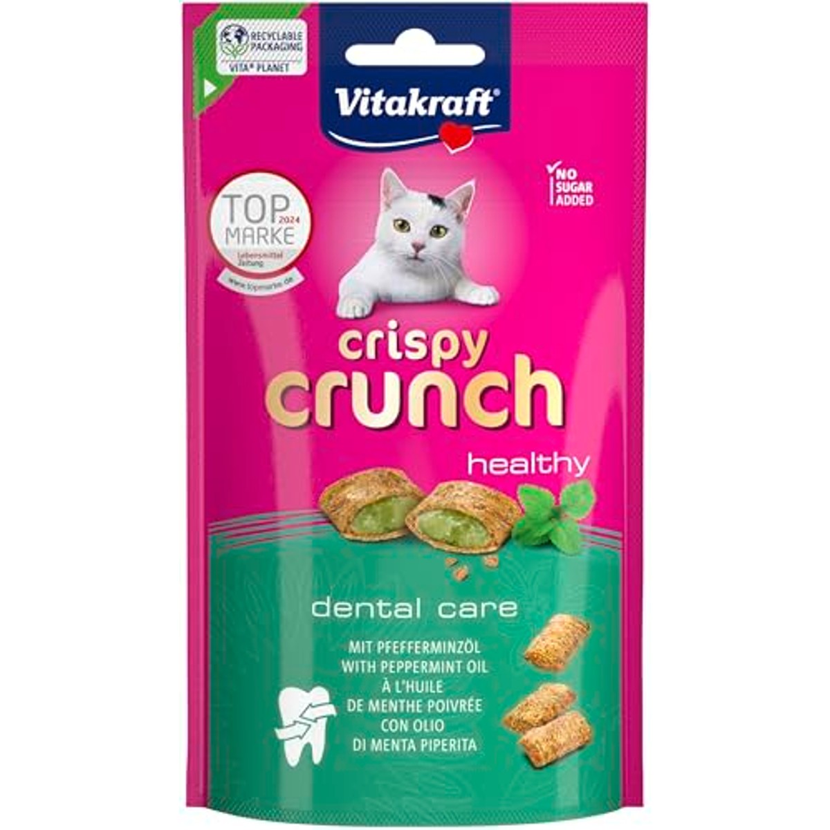 Vitakraft Crispy Crunch Classic kattensnack pepermuntolie 8 x 60 g - 3-pack