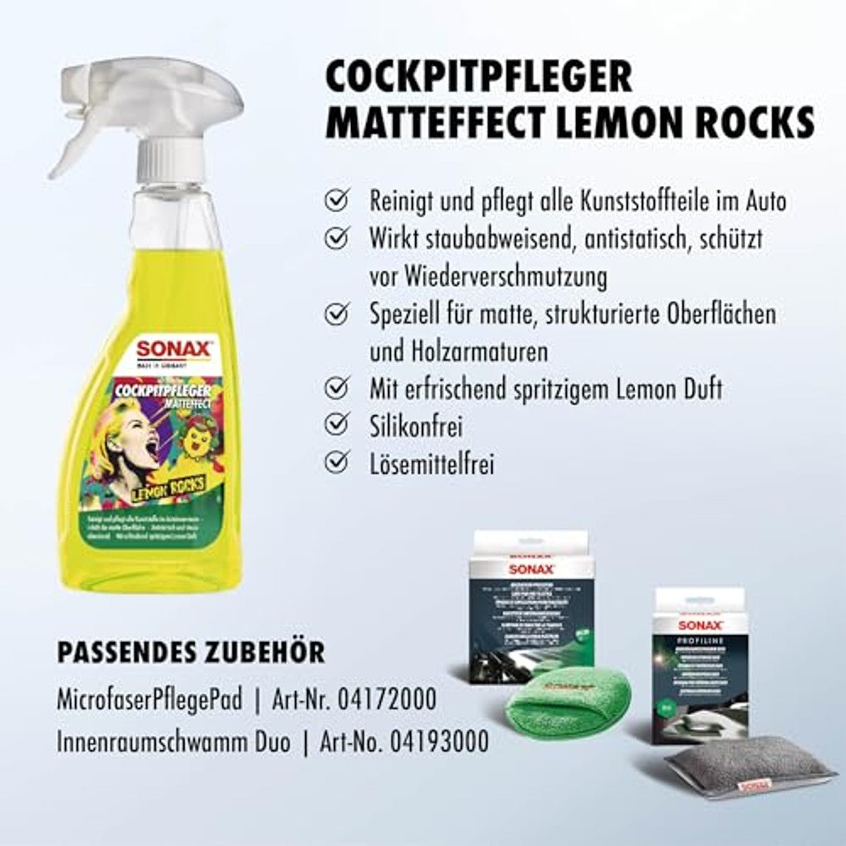 SONAX Cockpitverzorging mat effect Lemon Rocks 6 x 500 ml - Voordeelverpakking