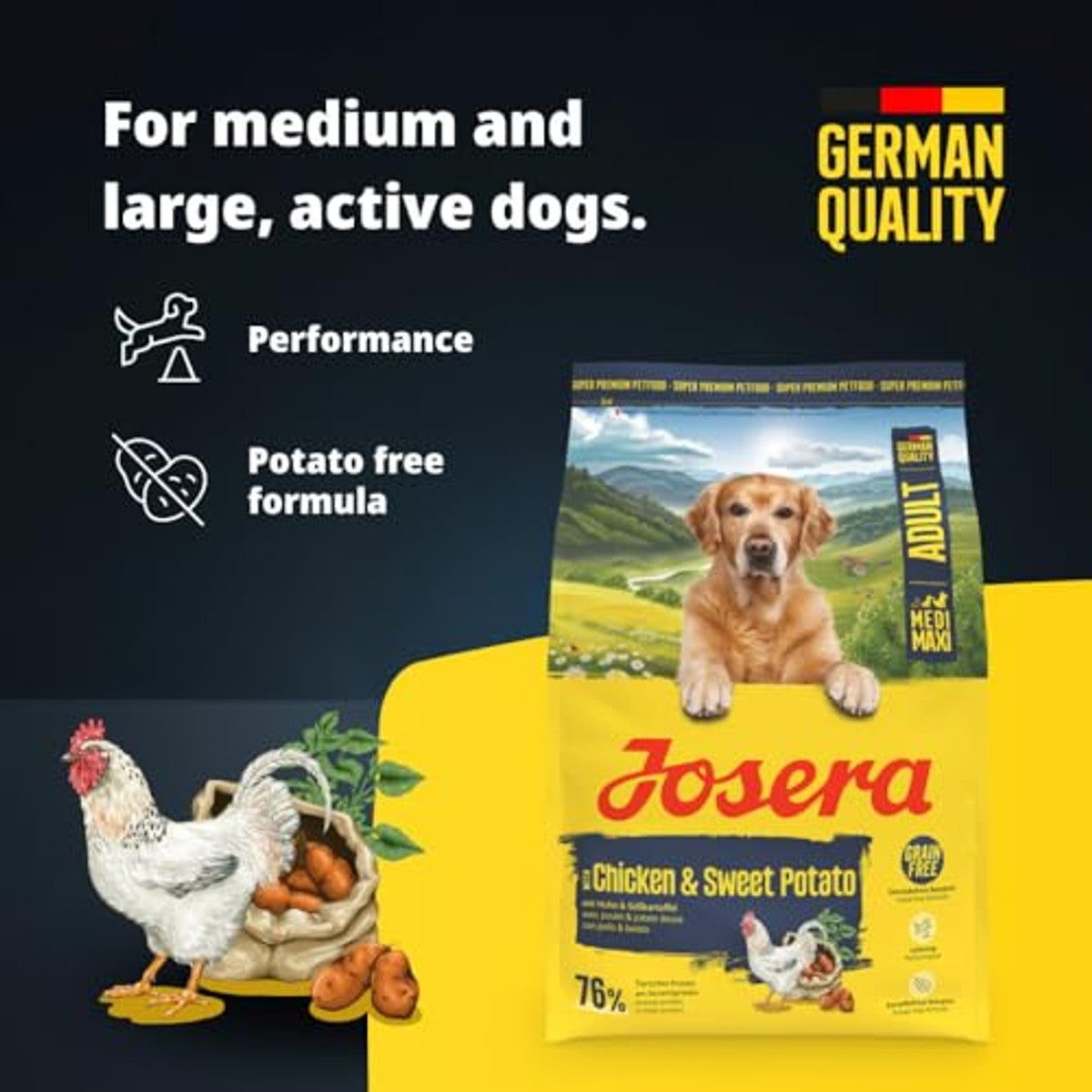 Josera Kip & Zoete Aardappel droogvoer hond 3 x 3 kg - 3-pack