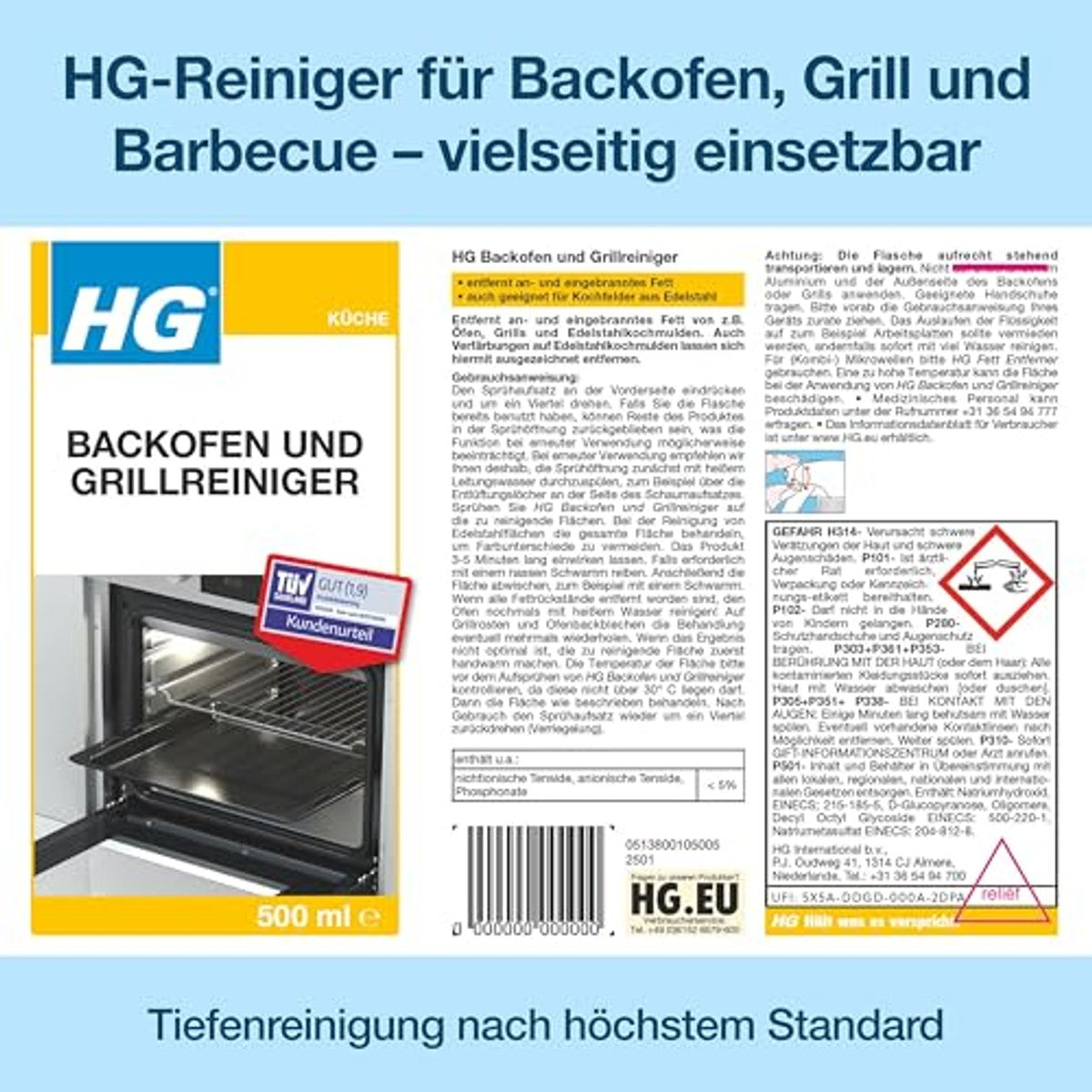 HG Oven-, grill- en BBQ-reiniger 6 x 500 ml - Voordeelverpakking