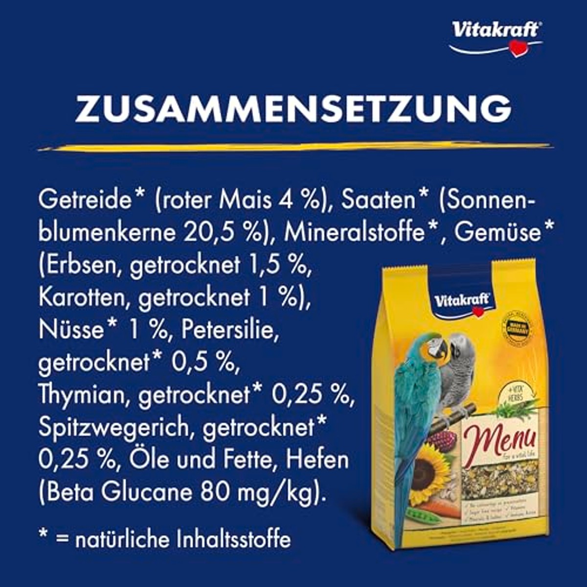 Vitakraft Menu papegaaienvoer noten & groenten 1 x 3 kg - 3-pack