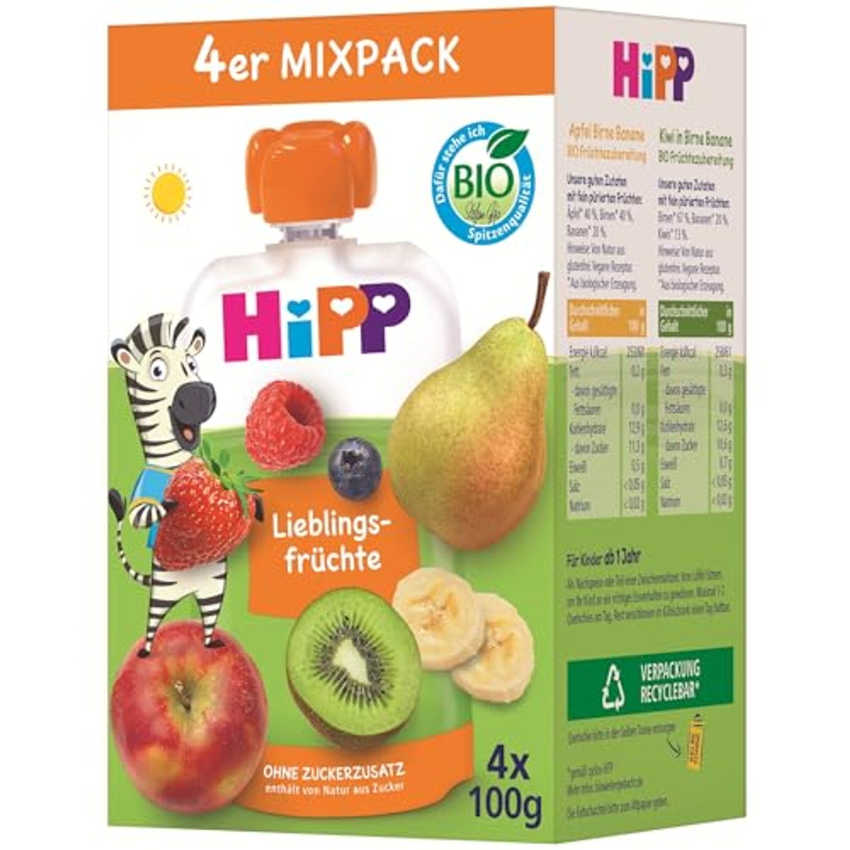 HiPP Bio Knetschie Mixpack Favoriete vruchten 3 x 16 stuks - Voordeelverpakking