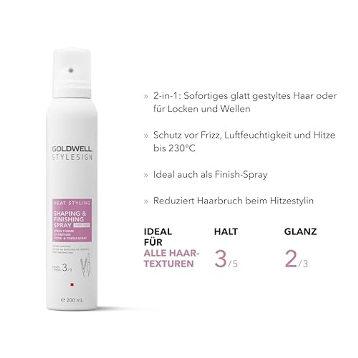 Goldwell StyleSign Heat Styling Vorm- en Afwerkingsspray voor Alle Haarstructuren 200 ml - 6-pack