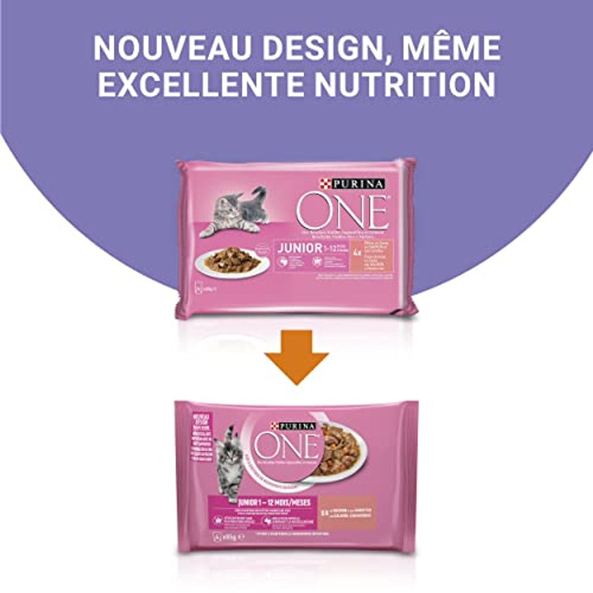 PURINA ONE Junior natvoer kattenvoer zalm 4 x 85 g - 3-pack