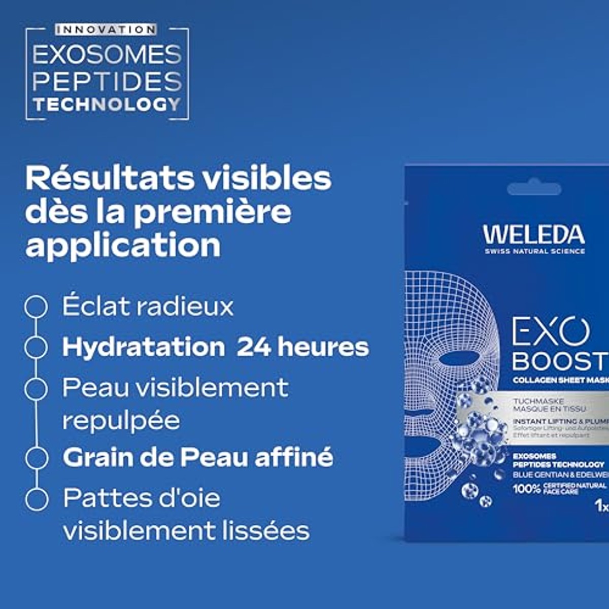 Weleda Bio Exo Boost Collageen Doekmasker Blauwe Gentiaan 2 stuks - 3-pack