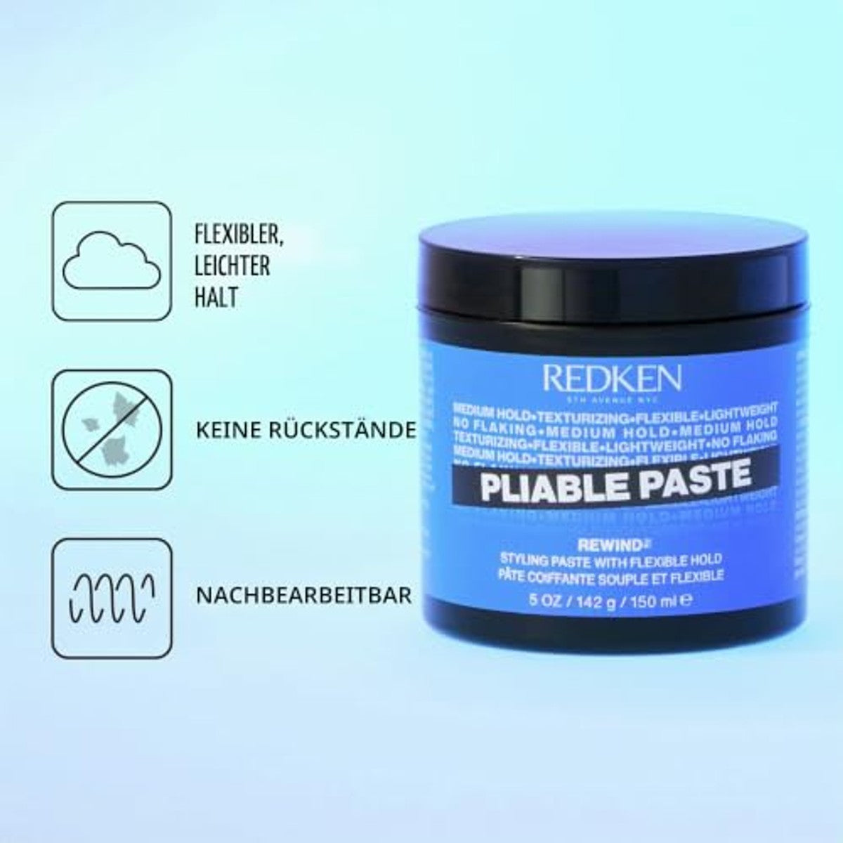 Redken Texturerende Pasta met Tarweproteïne voor Alle Haartypes 150 ml - 3-pack – foto 4