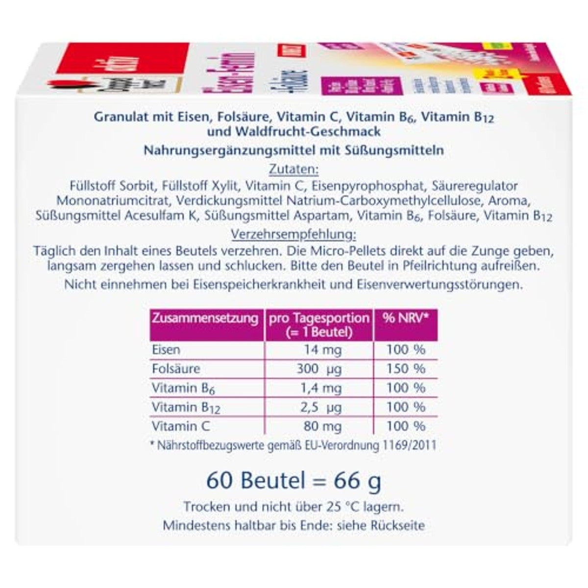 Doppelherz Eisen-Femin Direct met Bosvruchtensmaak 60 Porties - 6-pack
