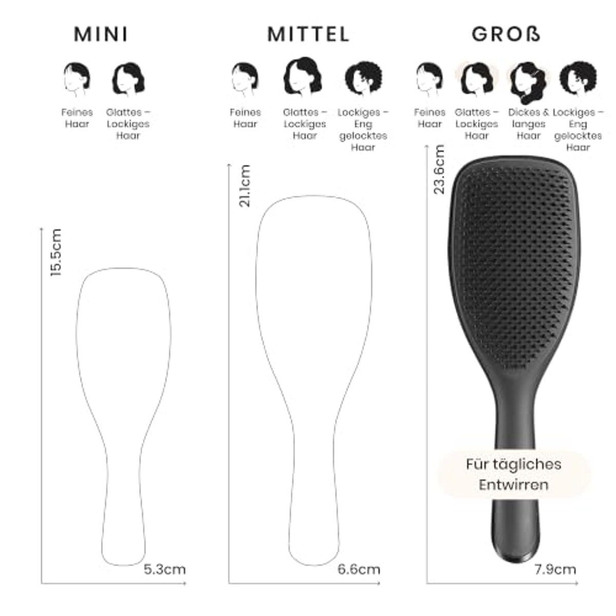Tangle Teezer Grote Ultimate Detangler haarborstel, voor nat en droog haar, ontwarrende borstel voor dik, krullend en lang haar, tweetraps borstelharen verminderen haarbreuk en klitten, zwart – Tangle Teezer