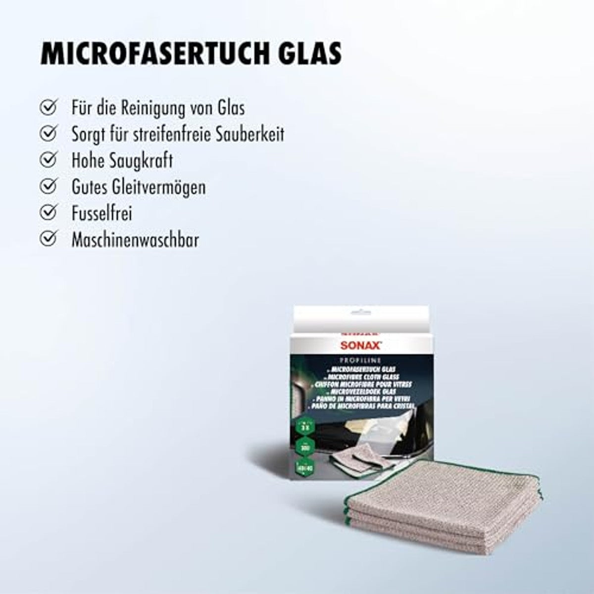 SONAX Microvezeldoek Glas 3 stuks – SONAX