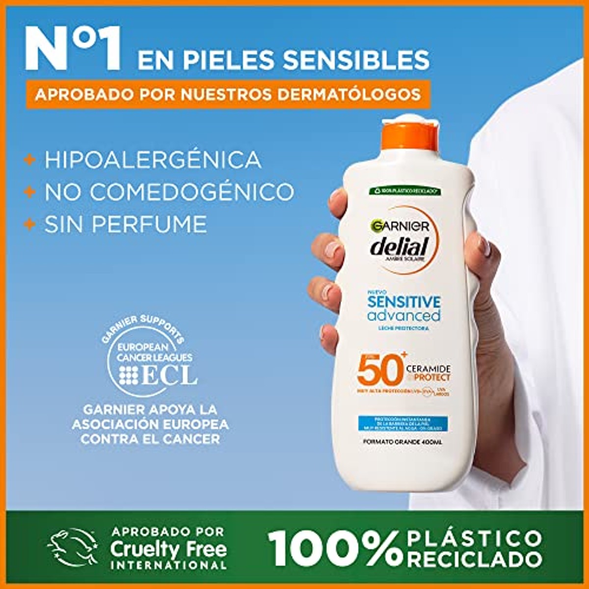 Garnier Gevoelige Advanced Leche SPF50+ 6 x 400 ml - Voordeelverpakking