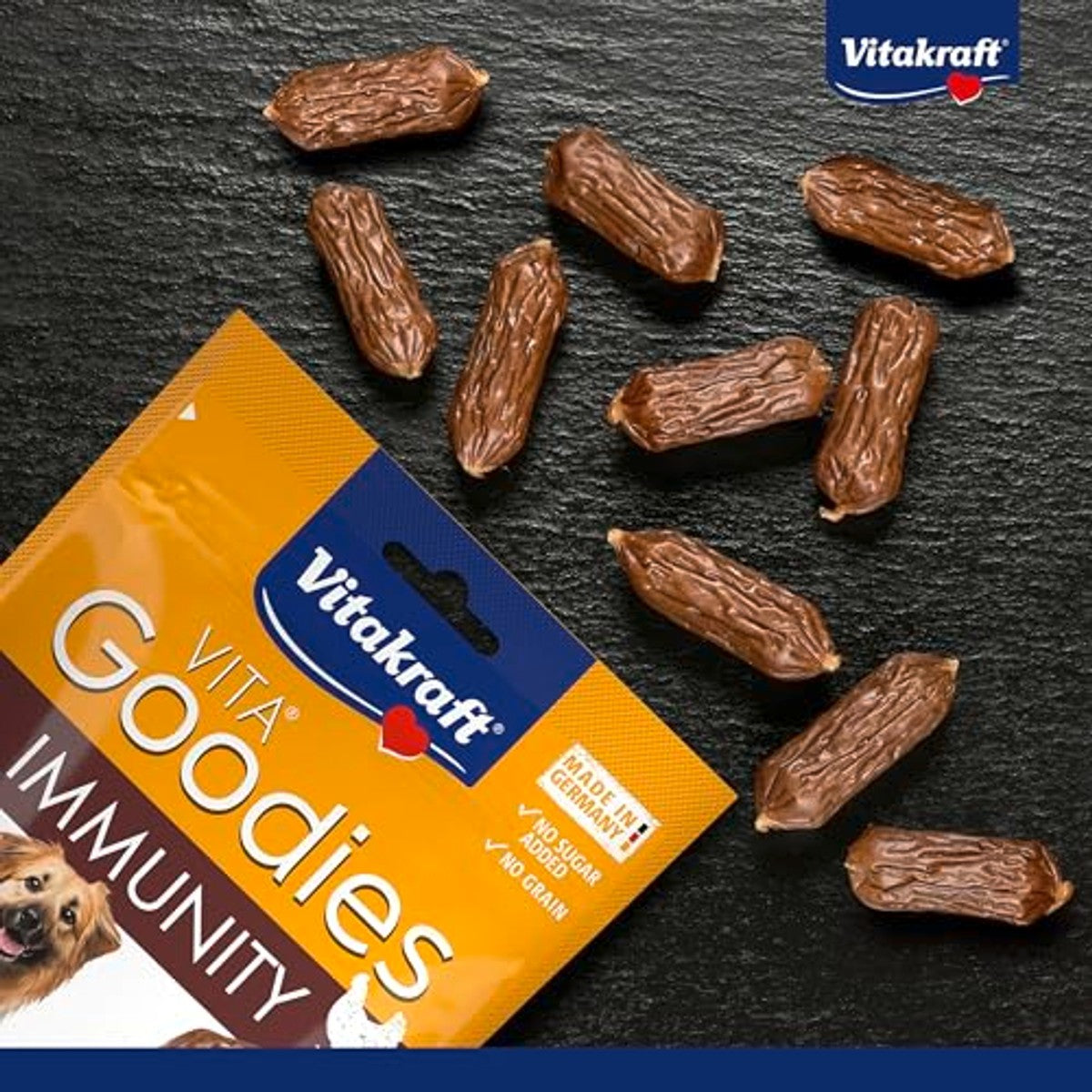 Vitakraft Goodies Immunity, gezonde hondensnacks, postbiotica voor een sterk immuunsysteem, zonder toevoeging van suiker (1 x 60 g) – Vitakraft