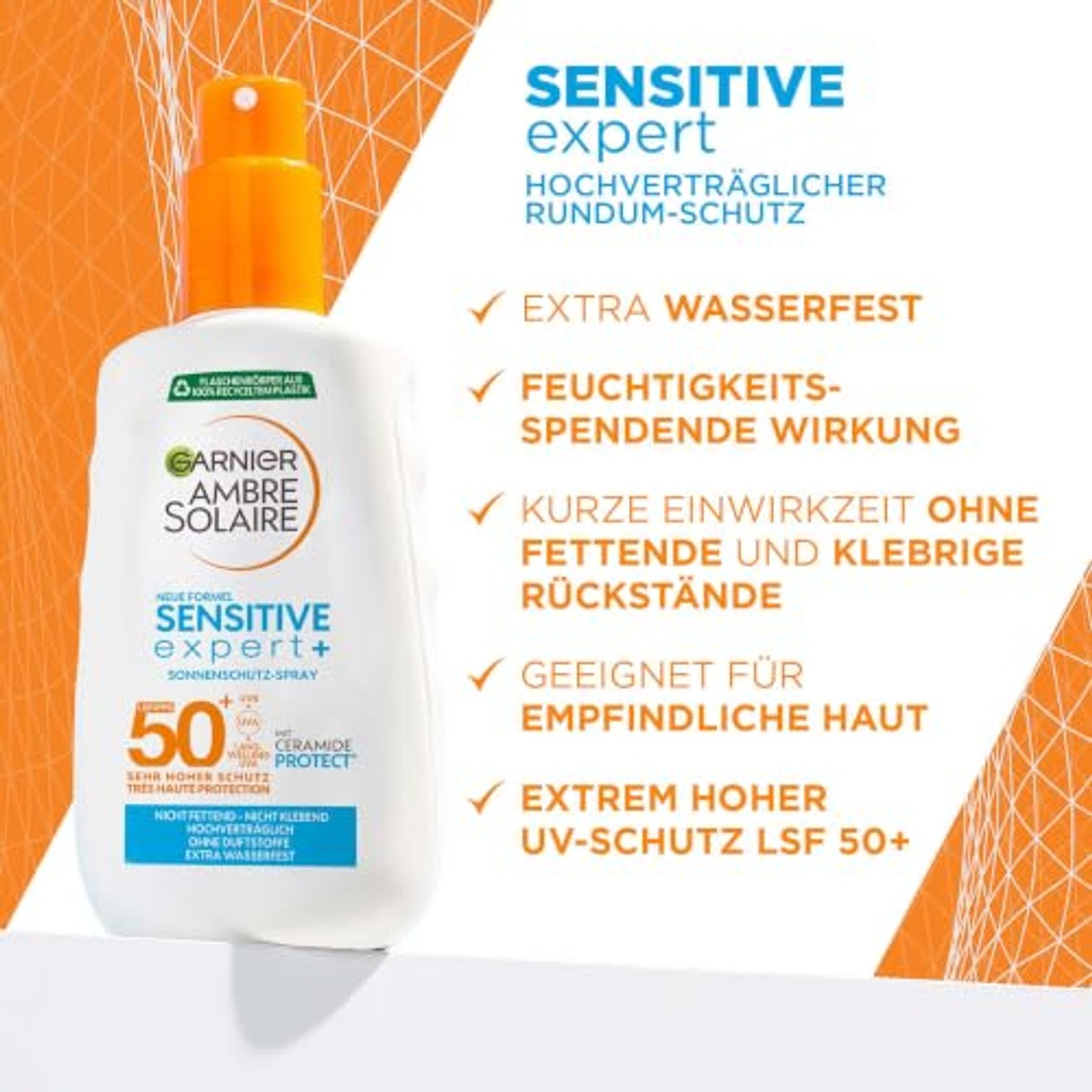 Garnier Ambre Solaire Sensitive Expert+ SPF 50+ 3 x 150 ml - Voordeelverpakking