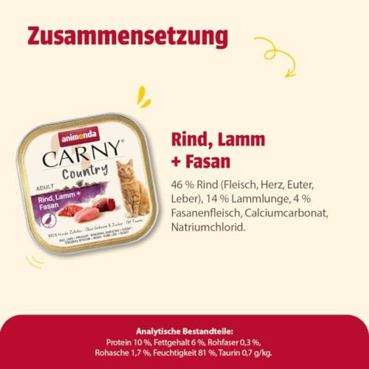 animonda Carny Country Kattenvoer nat rundvlees + lam + fazant (32 x 100 g), graanvrij natvoer voor katten zonder suiker, met verse vlezige ingrediënten – animonda Carny