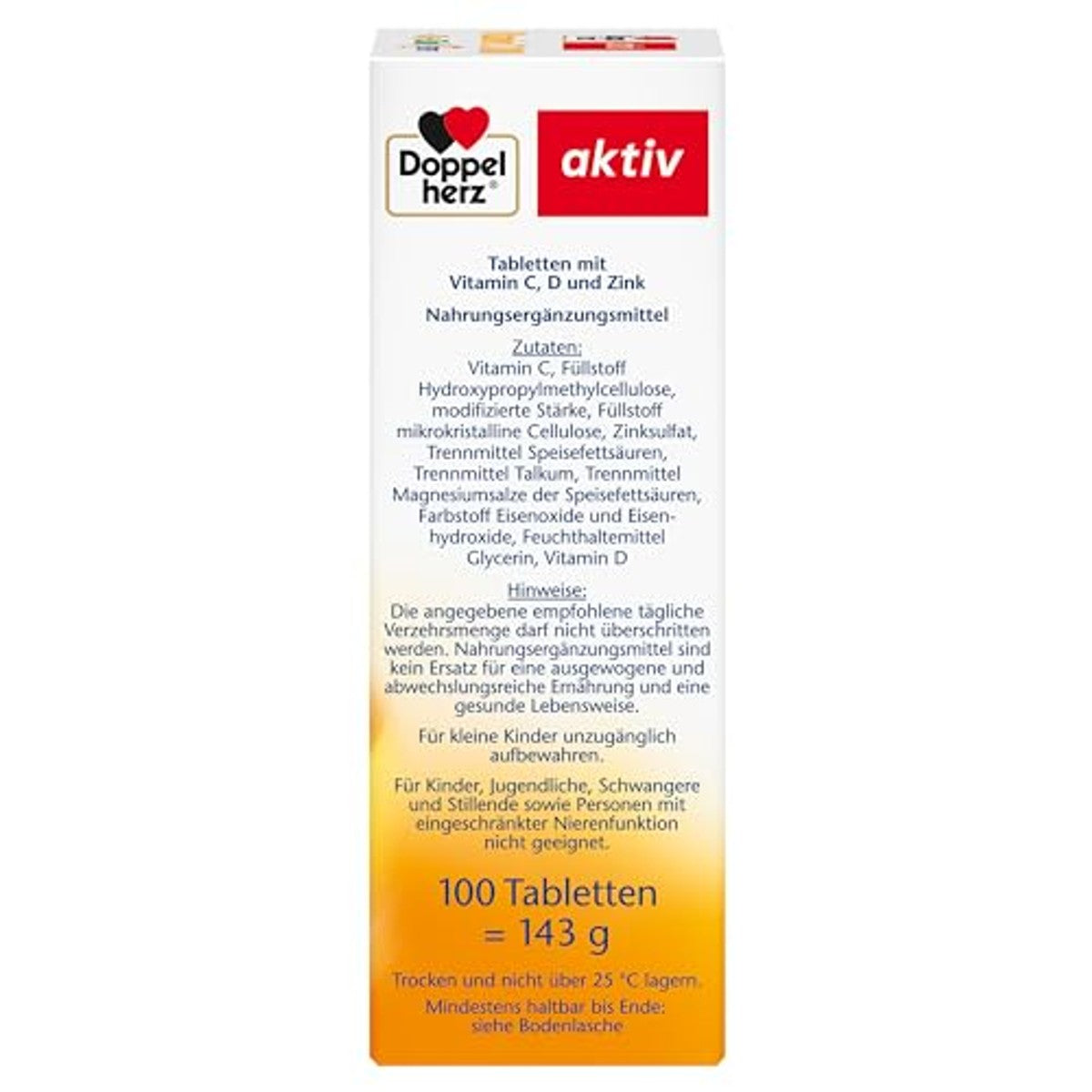Doppelherz Vitamine C 1000 + D3 + zink - Hoge dosis vitamine C en vitamine D ter ondersteuning van het immuunsysteem en ter bescherming van de cellen - 100 DEPOT-tabletten (verpakking van 2) – Doppelherz