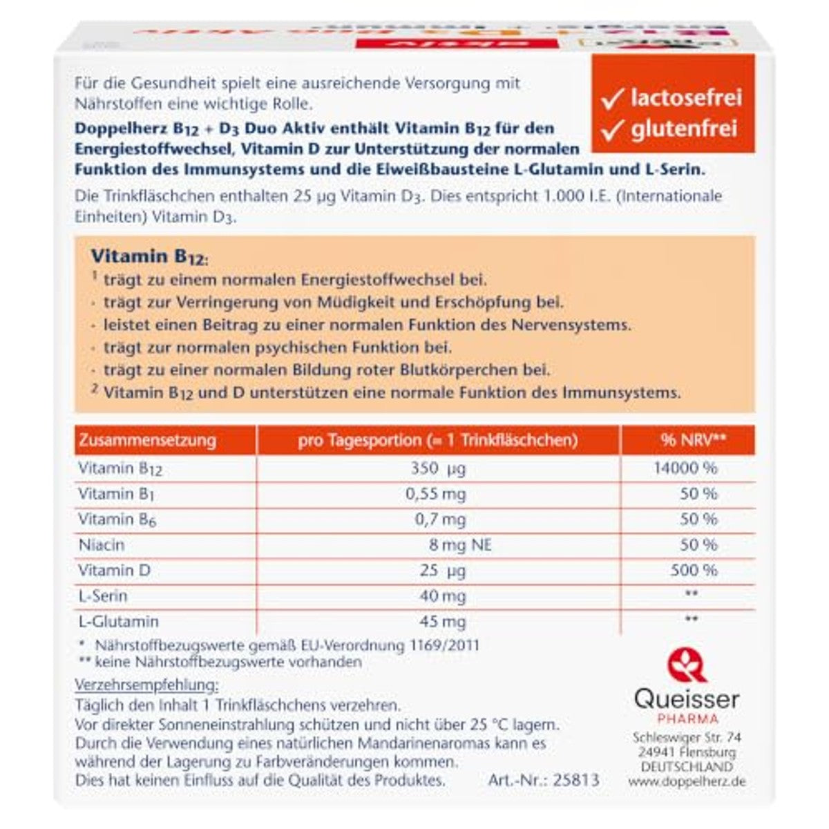 Doppelherz B12 + D3 Duo Actief met Mandarijnsmaak 30 Drinkflesjes - 3-pack