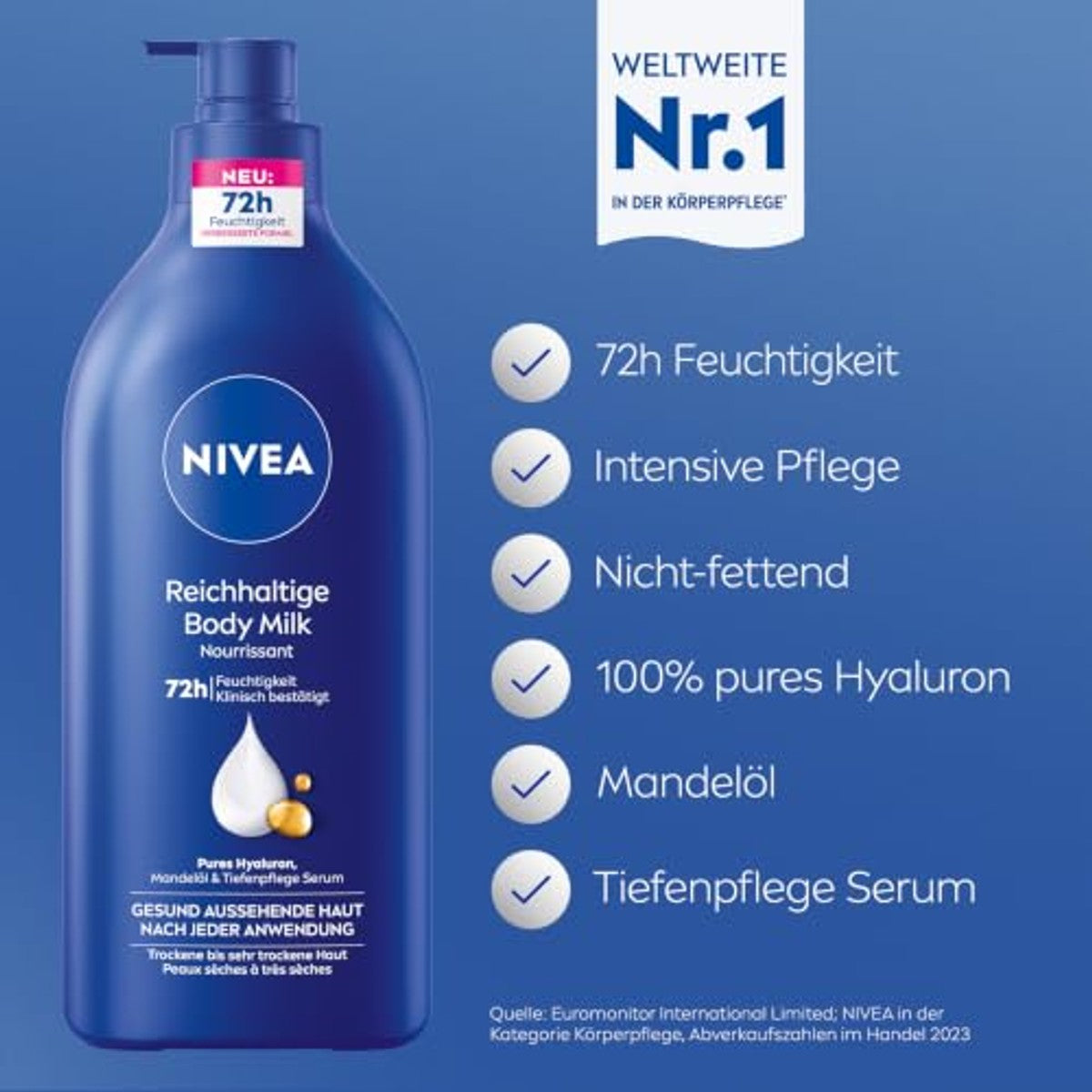 NIVEA Rijke Bodymilk voor droge huid 3 x 625 ml - Voordeelverpakking