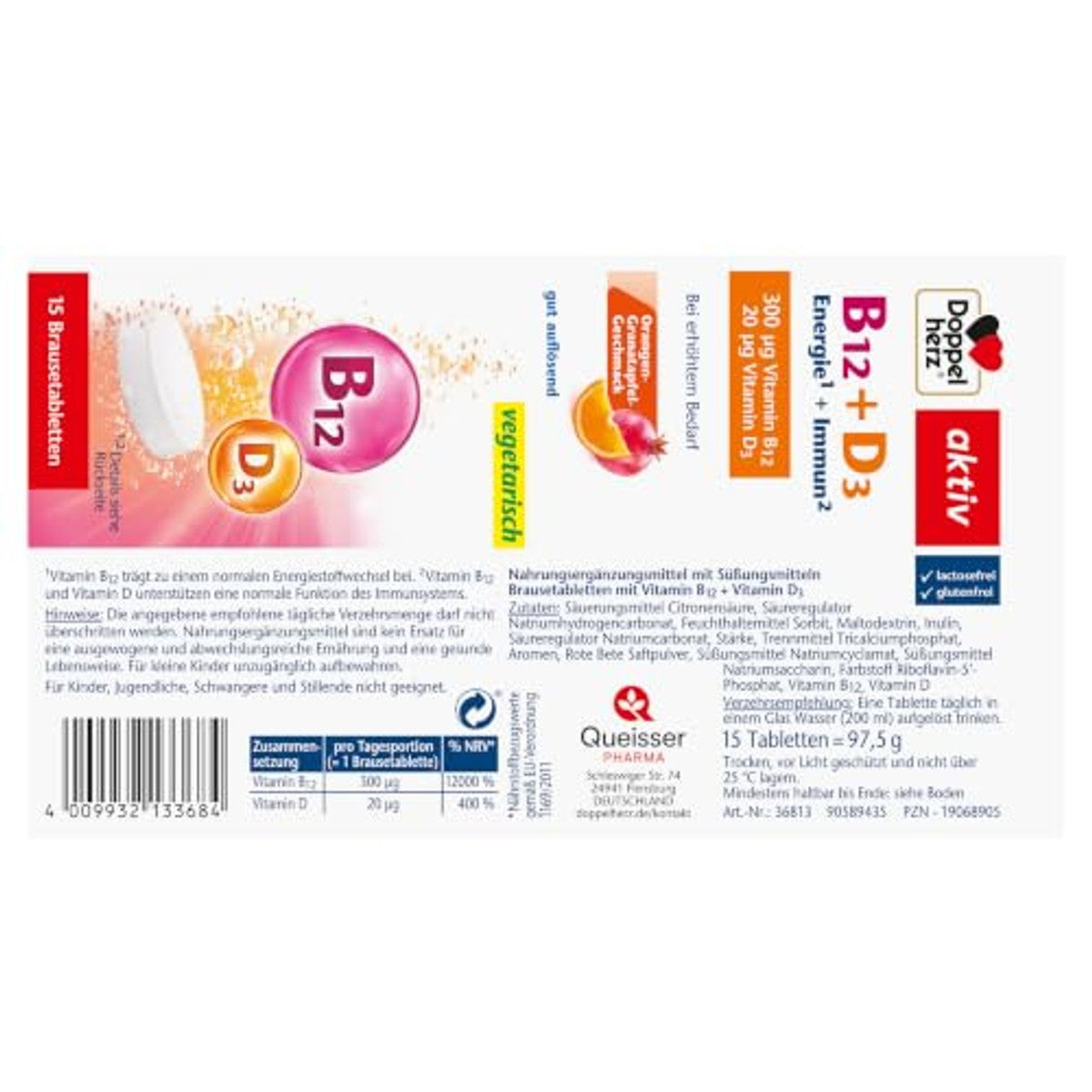 Doppelherz Vitamine B12 + D3 15 Bruistabletten - 6-pack