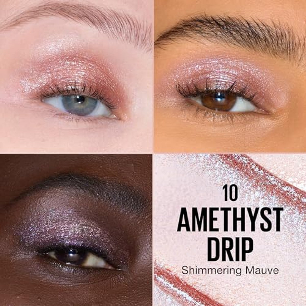 Maybelline New York Chroma Vloeibare oogschaduw, metallic chromen afwerking & blijft 16 uur zitten, smeltende parels voor stralende oogglans en intensieve glans, amethist, 5 ml – MAYBELLINE