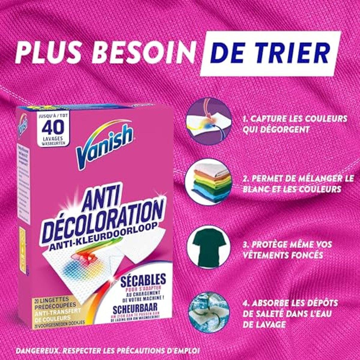 Vanish Oxi Action 2-in-1 anti-verkleuringsdoekjes - 3-pack