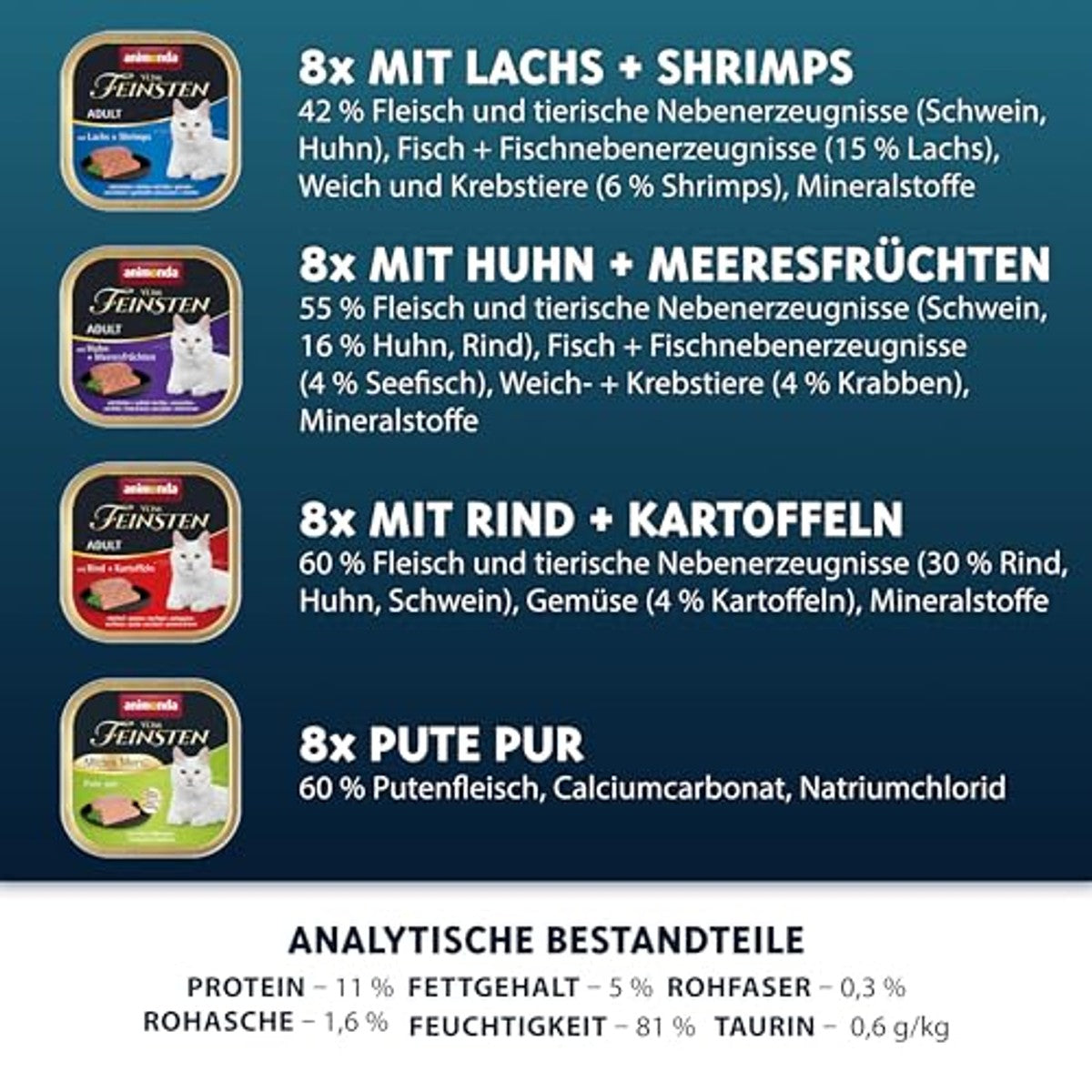animonda Vom Feinsten Adult natvoer kattenvoer vis & vlees 32 x 100 g - 3-pack