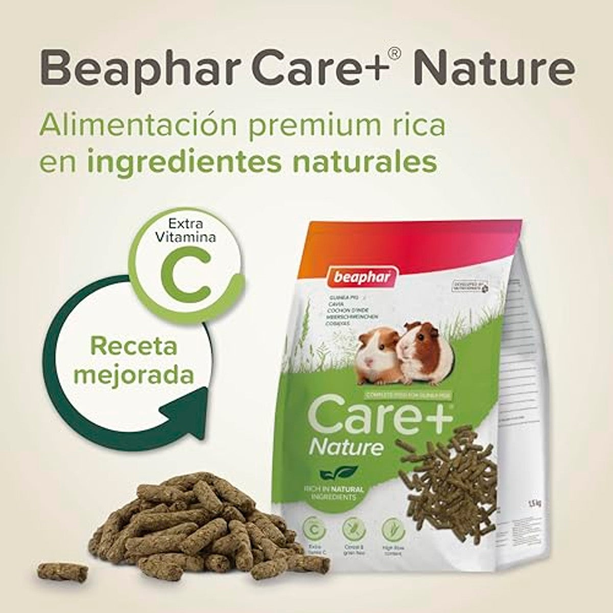 Beaphar Care+ Nature Caviavoer 1,5 kg - 3-pack