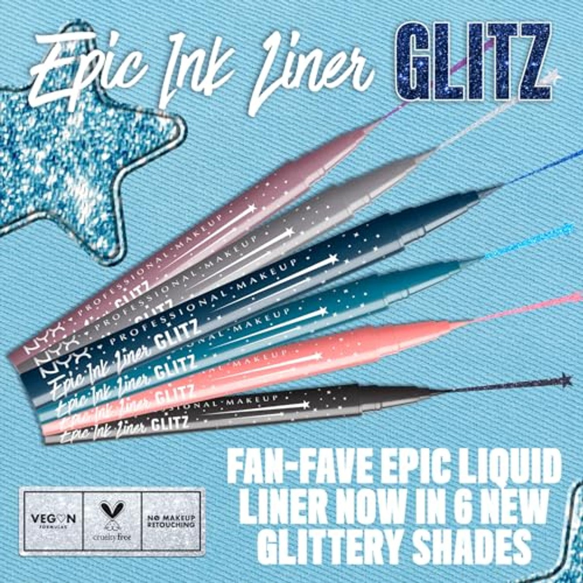 NYX PROFESSIONAL MAKEUP Epic Ink Liner Jeanz Shimmer Stitch 1 ml - 6 stuks