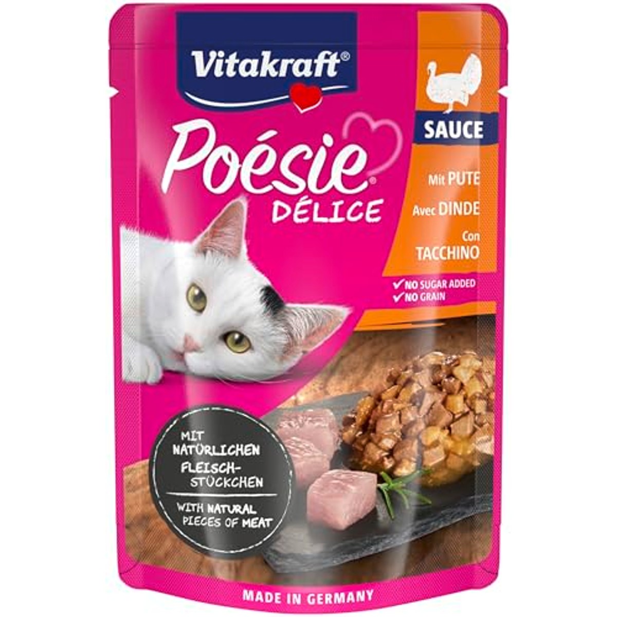 Vitakraft Poésie Deli Sauce natvoer kattenvoer kalkoenborst 23 x 85 g - 3-pack