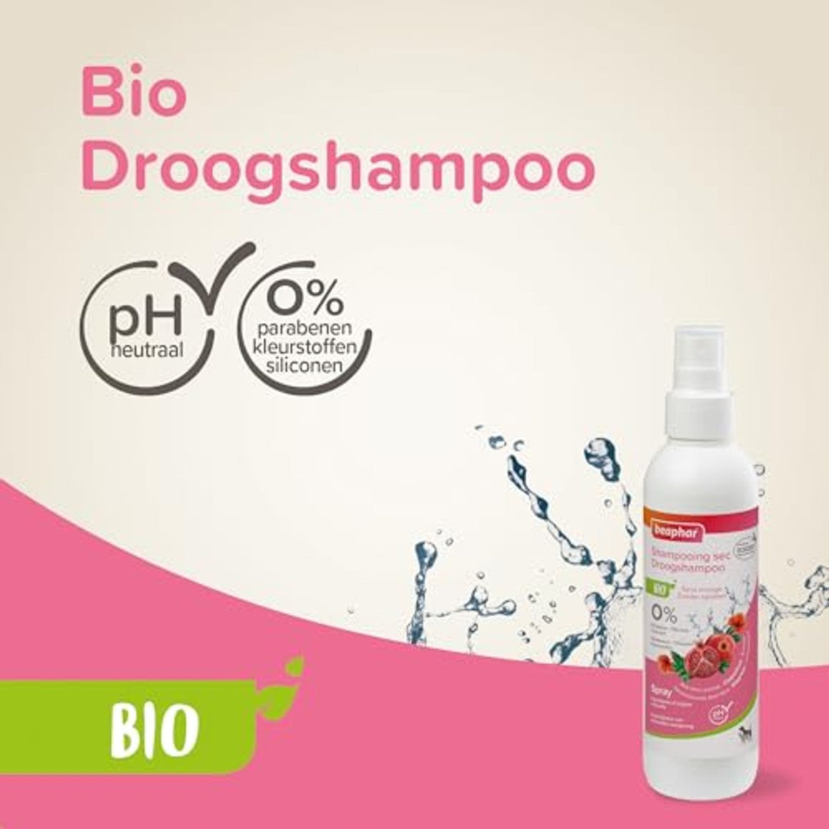 Beaphar ECOCERT droge shampoo hond & kat 200 ml - 3-pack