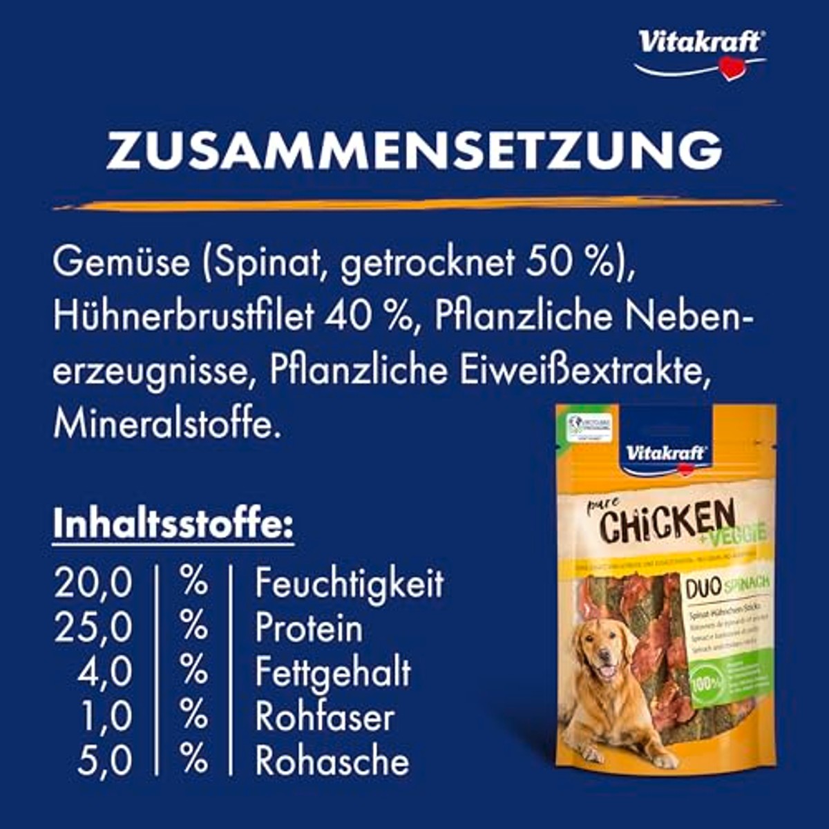Vitakraft Chicken Veggie hondensnack kip-spinazie 1 x 80 g - 6-pack