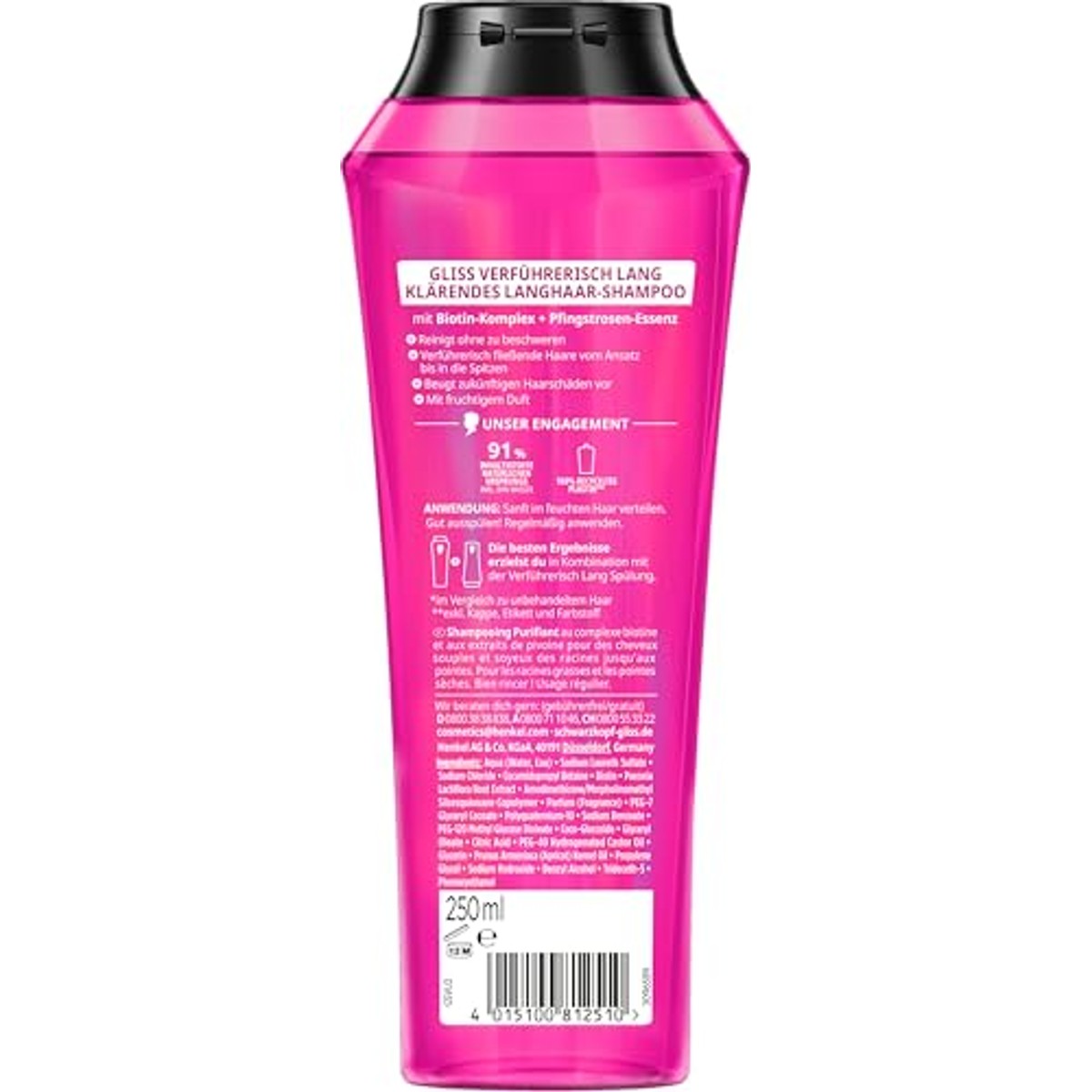 Gliss Verleidelijk Lang Shampoo 6 x 250 ml - Voordeelverpakking