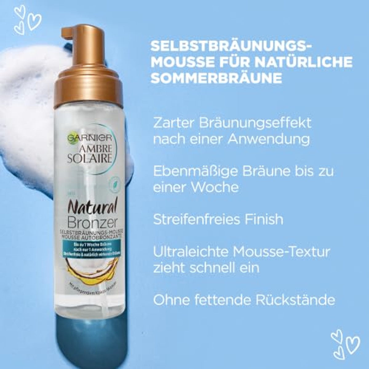 Garnier Ambre Solaire Natural Bronzer Zelfbruinende Mousse 3 x 200 ml - Voordeelverpakking