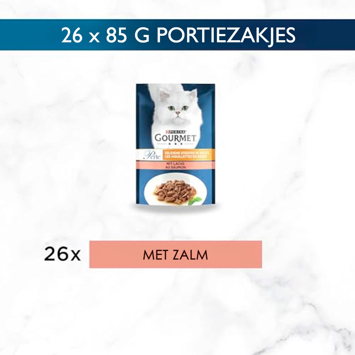 Gourmet Perle Exquisite Strips natvoer kattenvoer zalm 26 x 85 g – foto 4