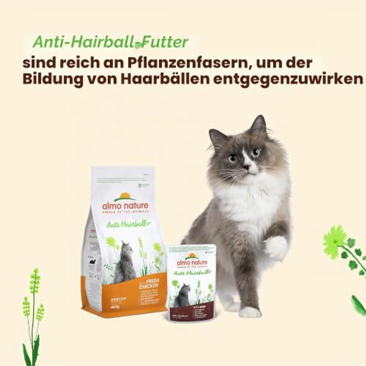 Almo Nature Functioneel - Anti Hairball - Natvoer voor volwassenen en volwassen katten - met kip - Bestrijdt de vorming van haarballen - 70 g (verpakking van 30) – almo nature