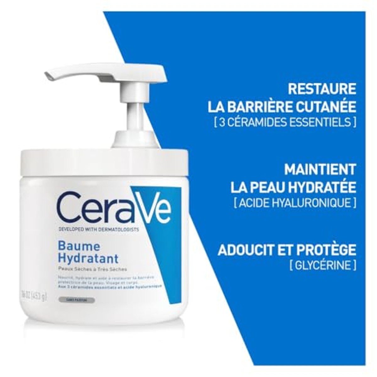 CeraVe Vochtinbrengende Crème voor Droge Huid, Lichaam en Gezicht 453 g
