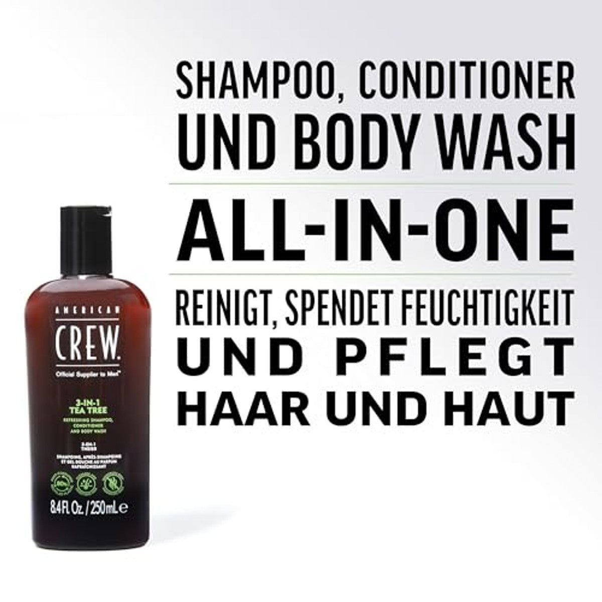 American Crew 3-in-1 Tea Tree Shampoo & Douchegel 450 ml - 6-pack