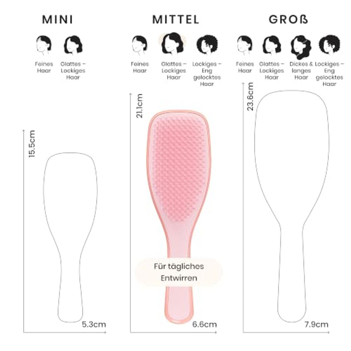 Tangle Teezer Ultimate Detangler Haarborstel voor krullend haar, voor 3C-4C krullend en pluizig haar, tweetraps borstelharen definiëren krullen en verminderen kroezen, mango en roze – Tangle Teezer