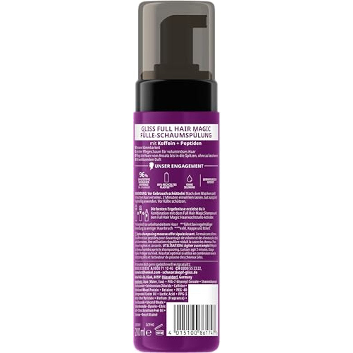 Gliss Kur Full Hair Magic Vulschuimspoeling 6 x 200 ml - Voordeelverpakking