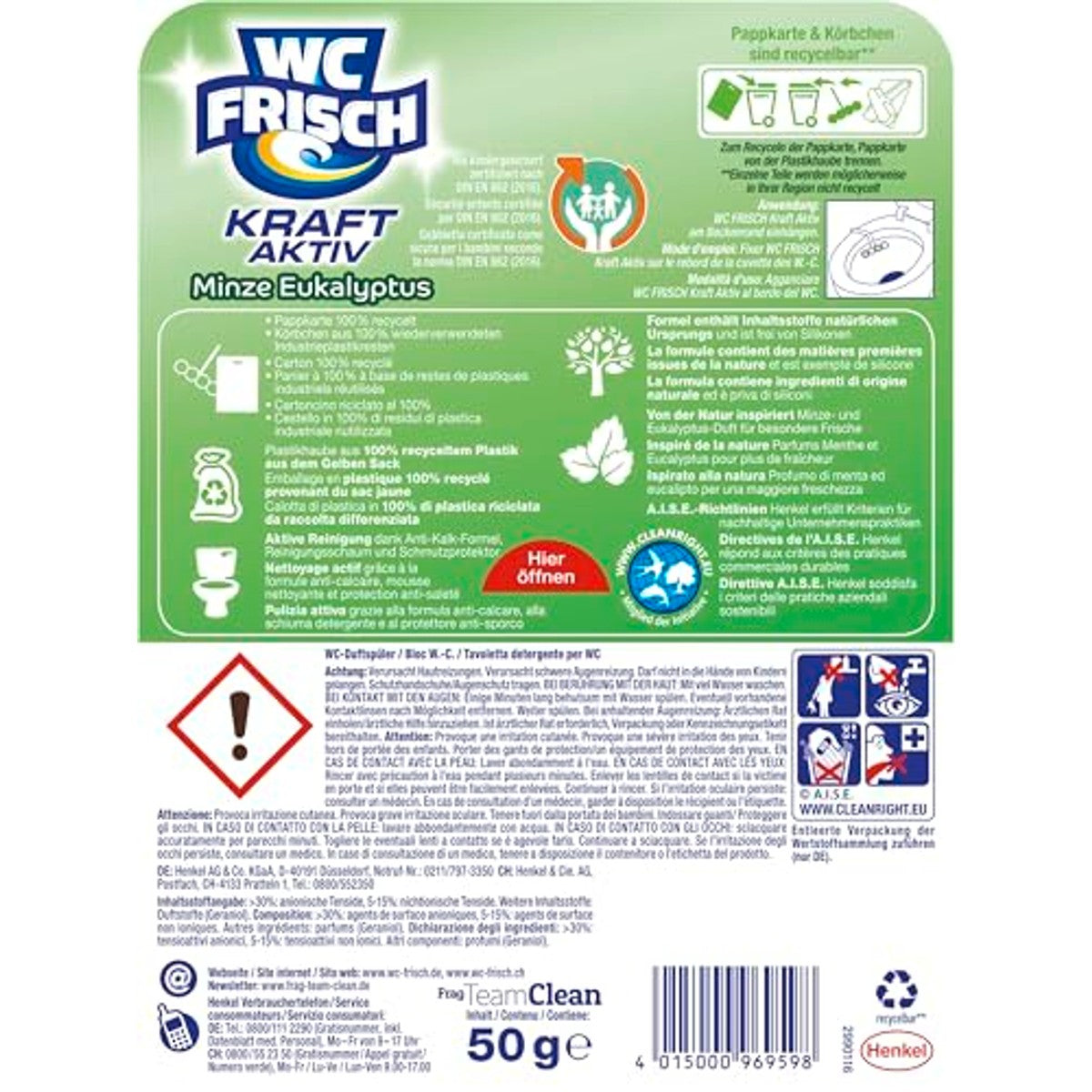 WC-Frisch Kraft Aktiv Pro Nature Mint & Eucalyptus 10 stuks – WC-Frisch