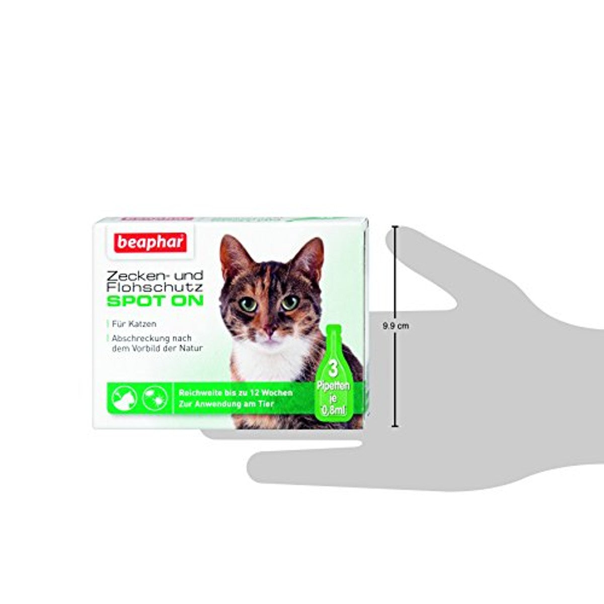 Beaphar Teken- en vlooienbescherming kat - Spot On 3x0,8 ml + halsband groen 35 cm - 3-pack