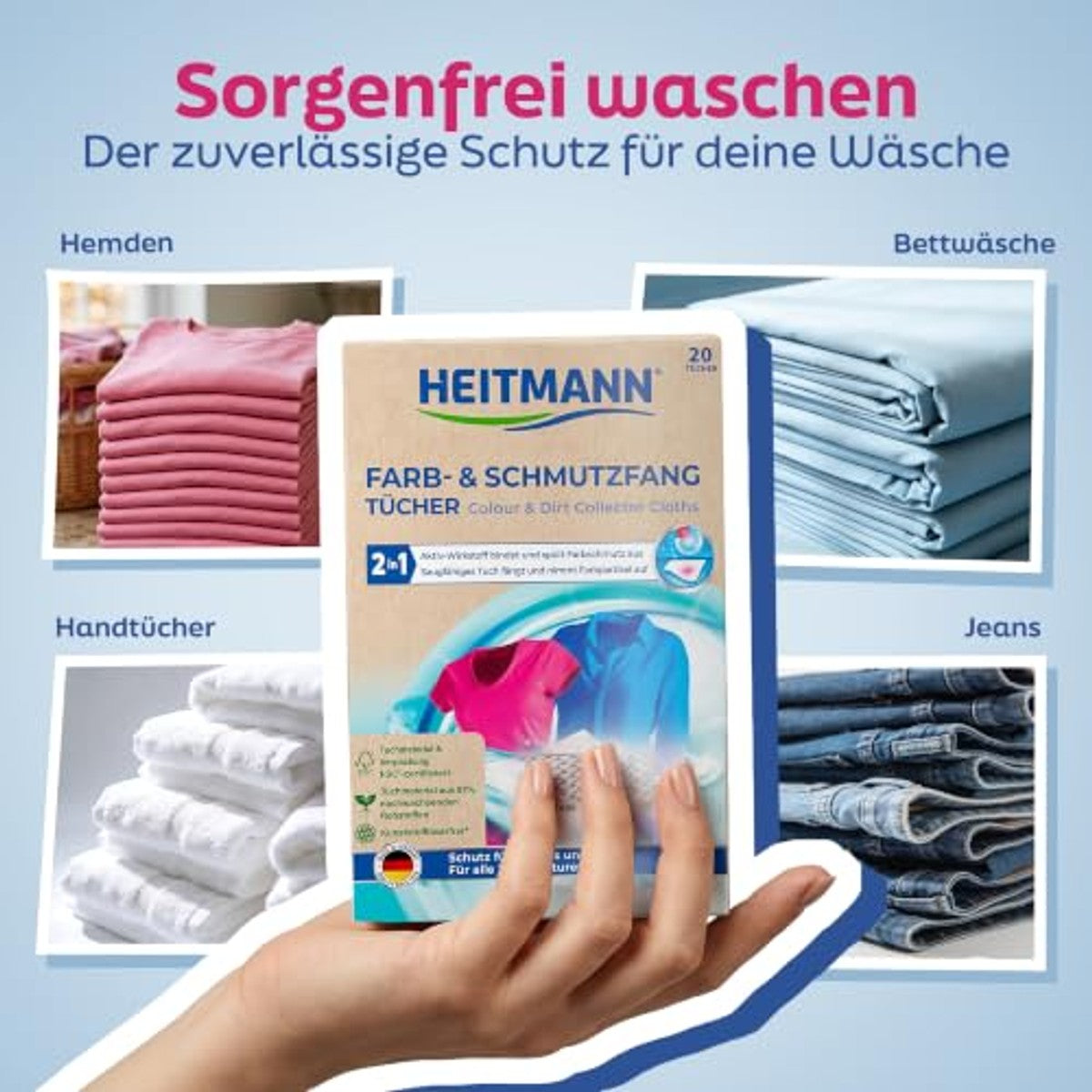 HEITMANN Kleur- en vuilvangdoeken 3 x 20 stuks - Voordeelverpakking
