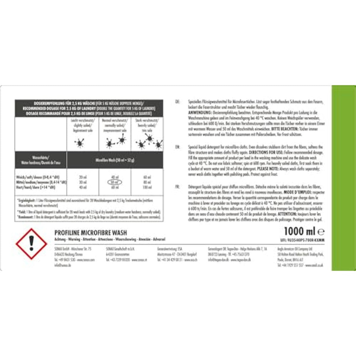 SONAX Profiline Microvezelwasmiddel 3 x 1 liter - Voordeelverpakking